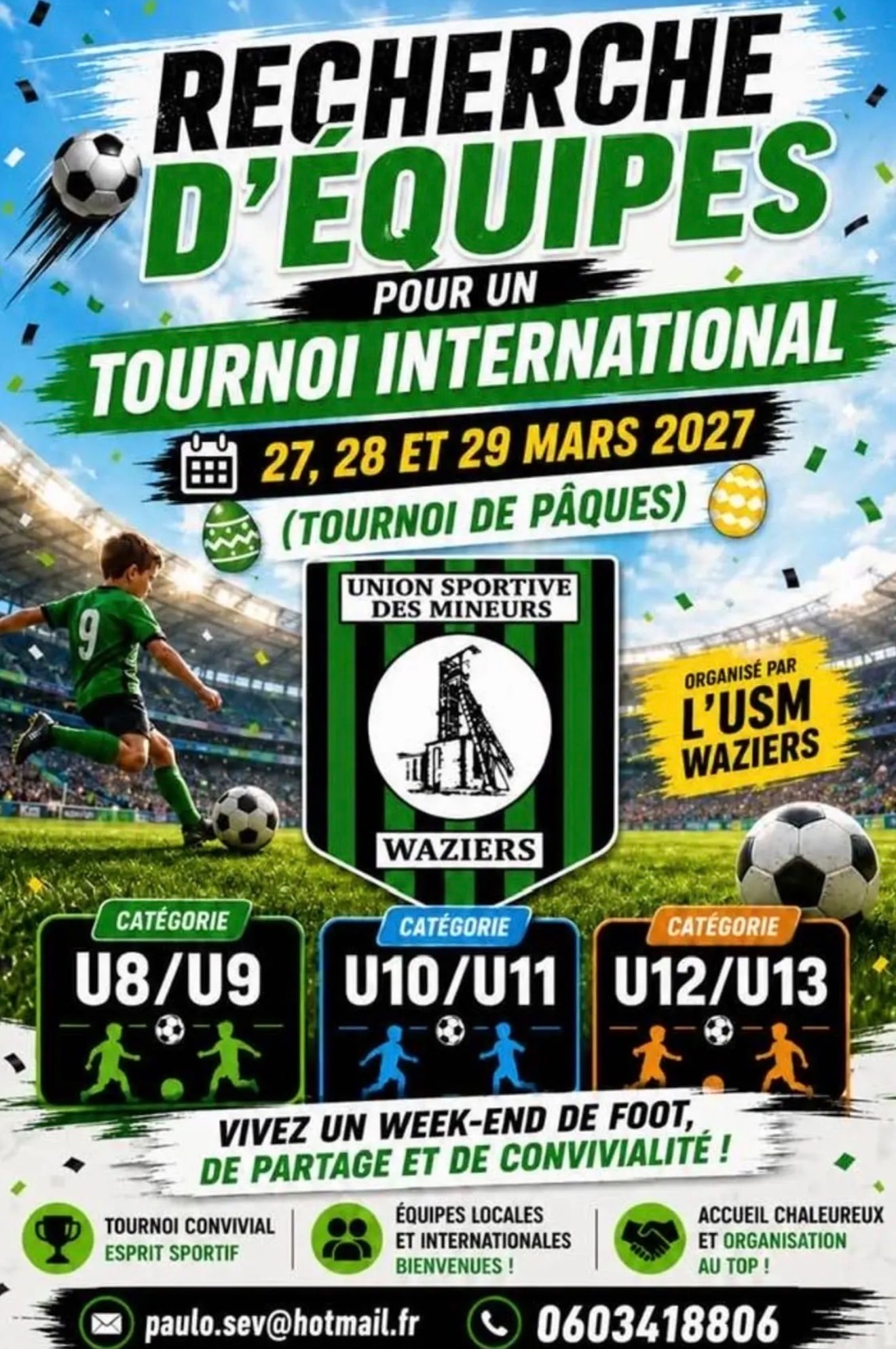 Affiche de Tournoi international de Pâques - USM Waziers
