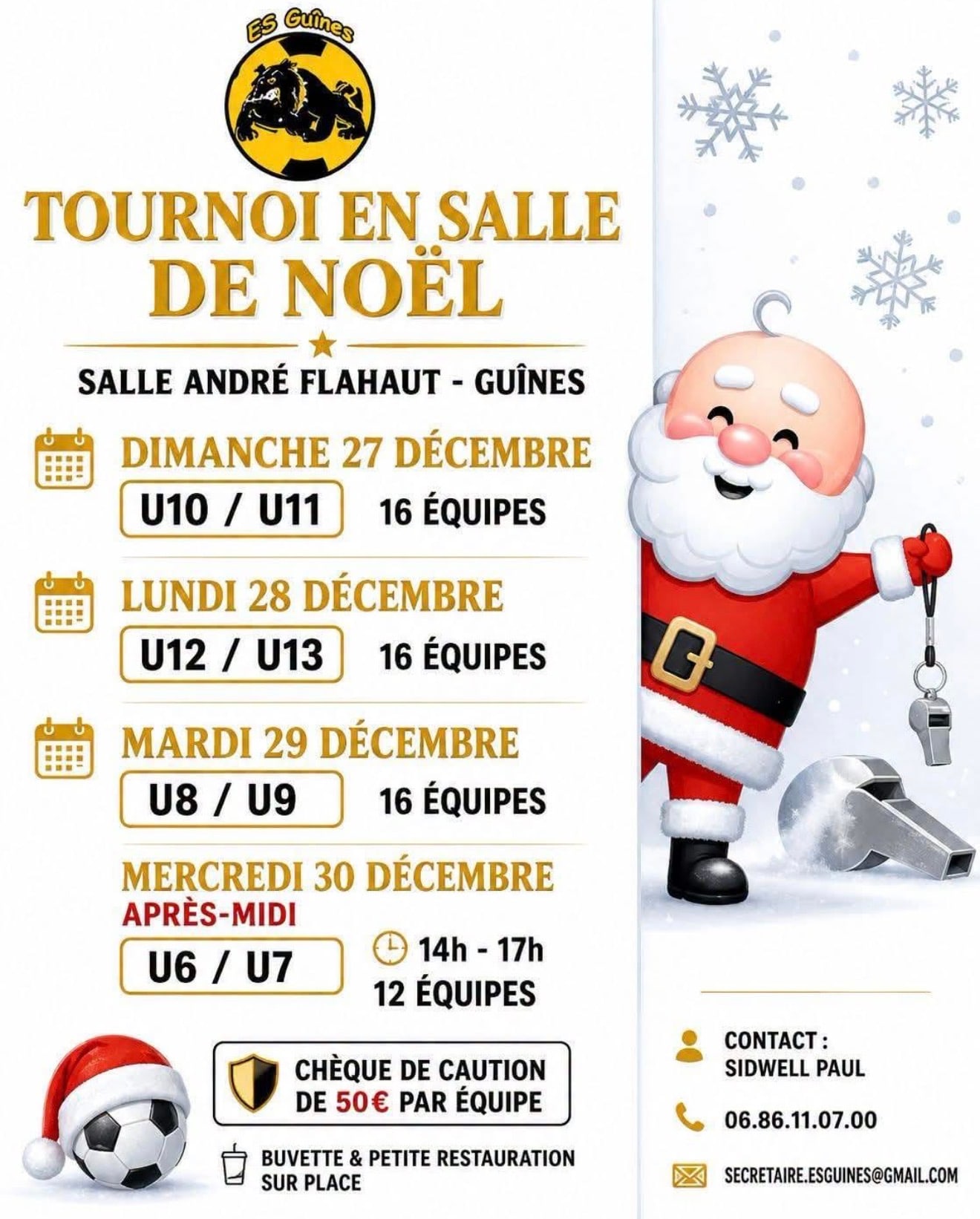 Affiche de Tournoi en salle de Noël - ES Guînes