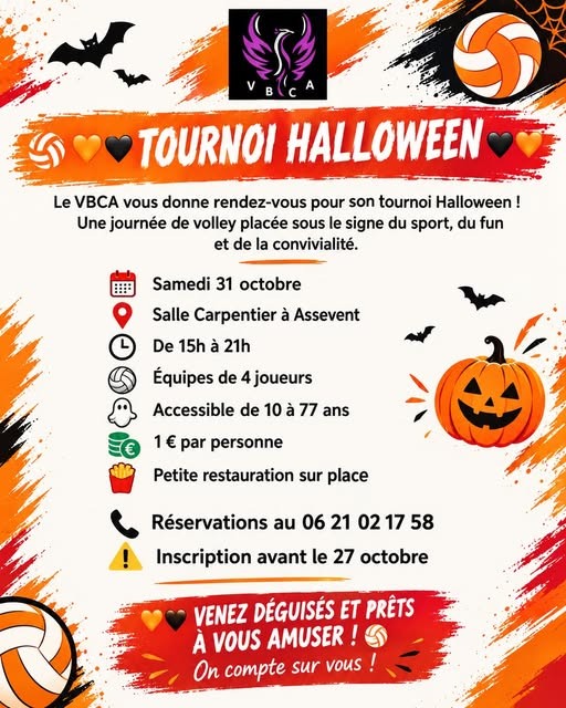 Affiche de Tournoi Halloween volley 4 – VBCA
