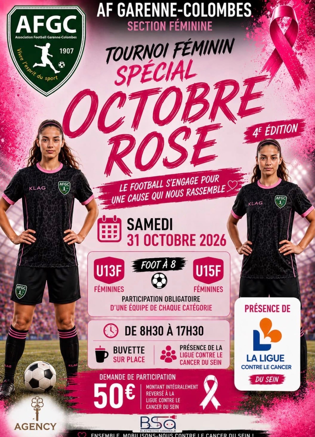 Affiche de Tournoi féminin Octobre Rose - AF Garenne-Colombes