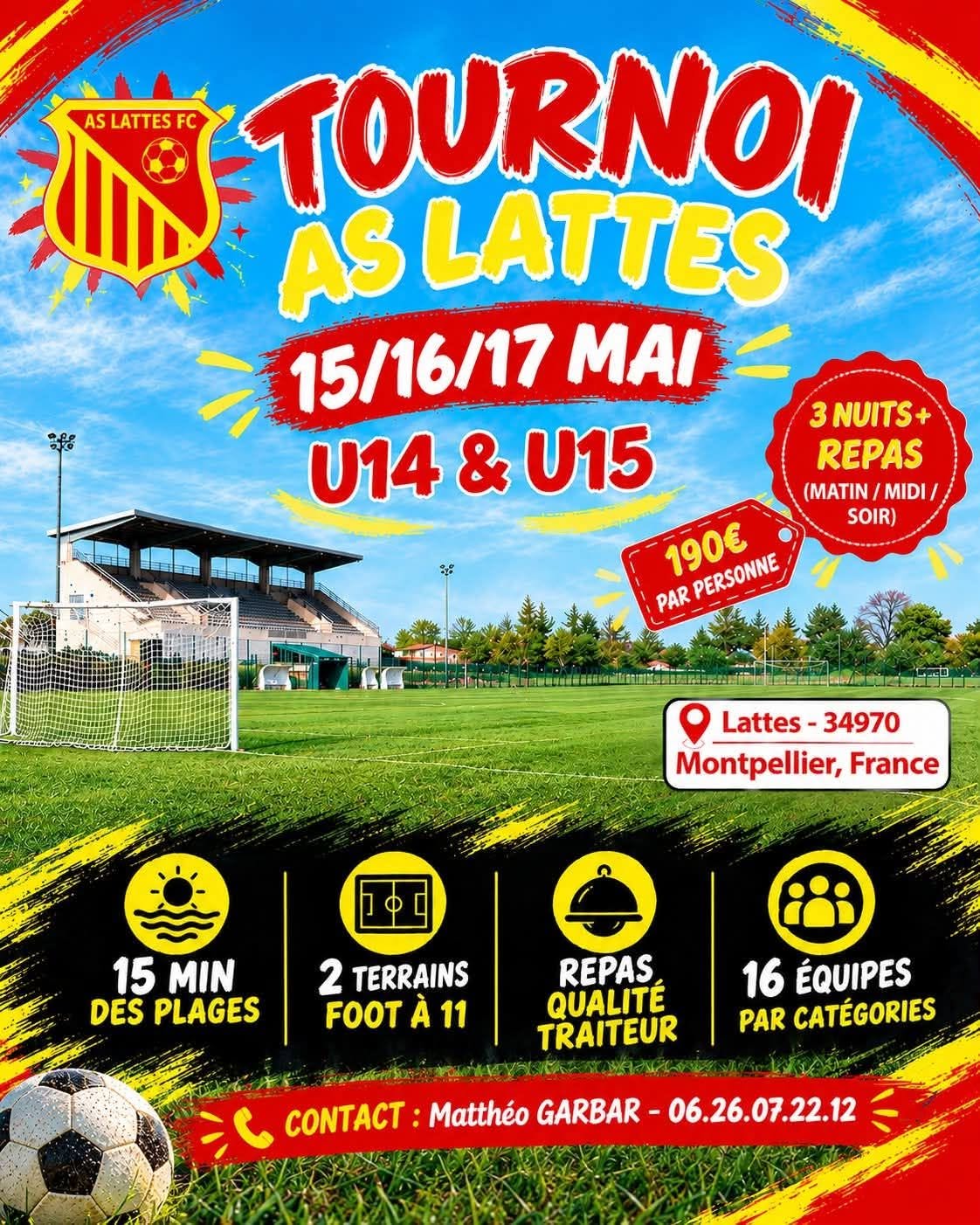 Affiche de Tournoi AS Lattes U14 & U15 2027