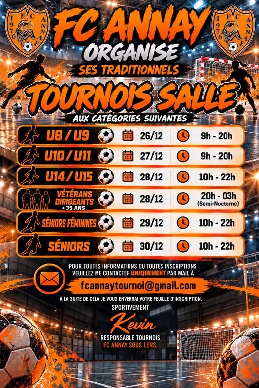 Affiche de Tournois en salle – FC Annay-sous-Lens