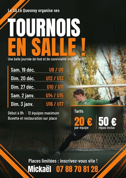 Affiche de Tournois en salle – SA Le Quesnoy