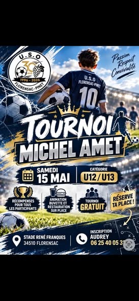 Affiche de Tournoi Michel Amet – USO Florensac Pinet
