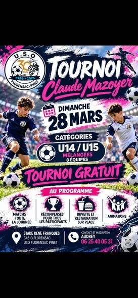 Affiche de Tournoi Claude Mazoyer – USO Florensac Pinet