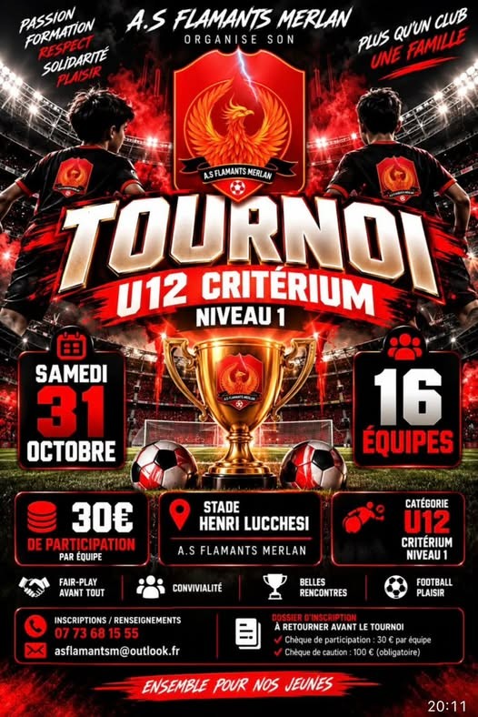Affiche de Tournoi U12 critérium – AS Flamants Merlan