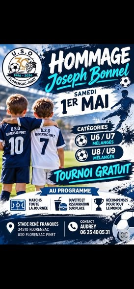 Affiche de Hommage Joseph Bonnel – USO Florensac Pinet