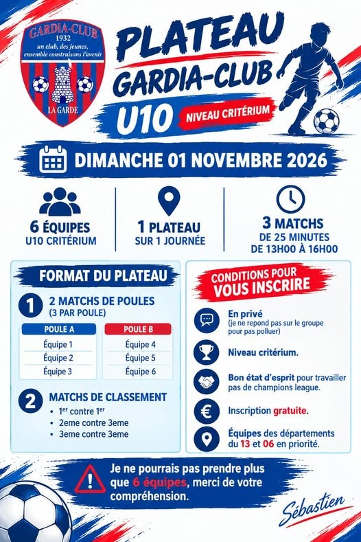 Affiche de Plateau U10 critérium – Gardia Club